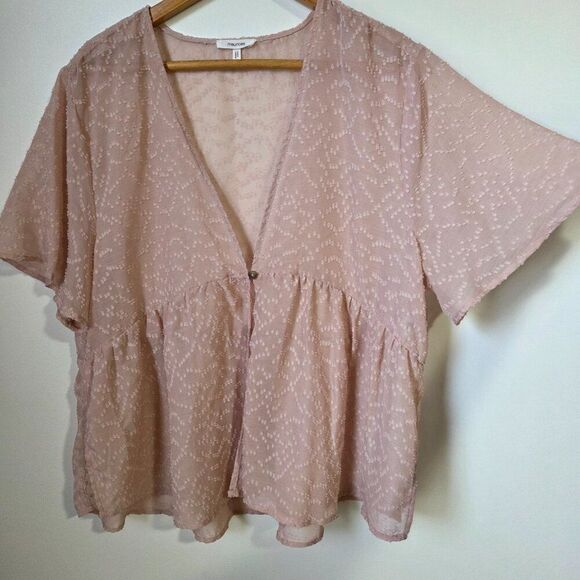 EUC MAURICES BLUSH TEXTURED V NECK LIGHT WEIGHT KIMONO SIZE XL - Picture 1 of 16